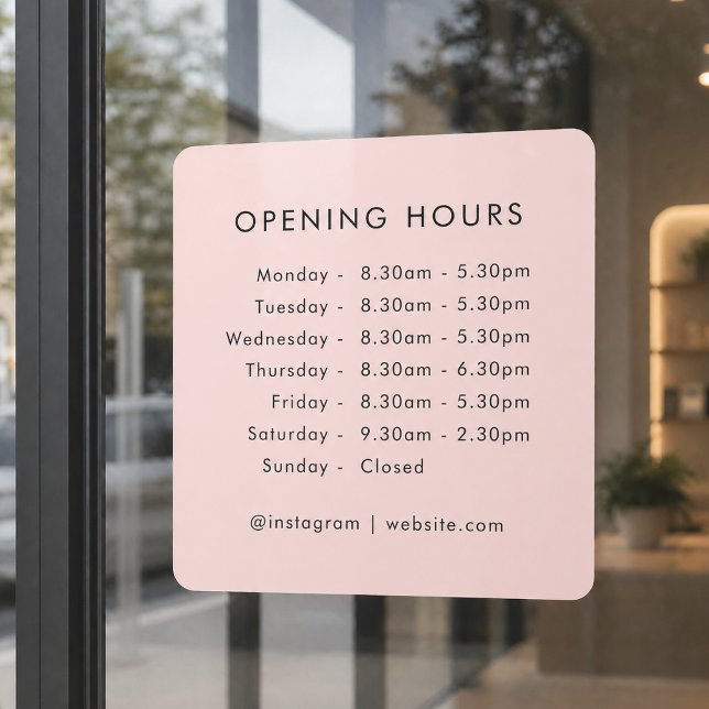 Opening Times | Business Hours Blush Pink (Creator Uploaded)