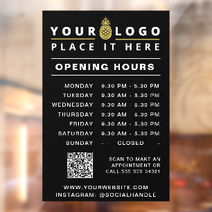 Opening Times Business Logo Hours QR Code Black