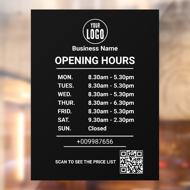 Opening Times | Business Logo Opening Hours (Sheet 2)