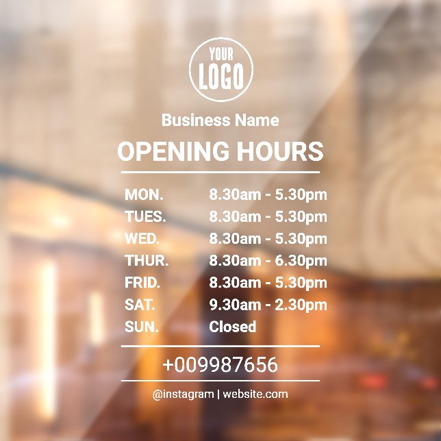 Opening Times | Business Logo Opening Hours (Sheet 2)
