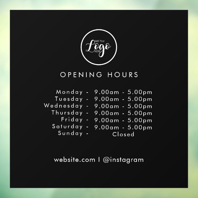 Opening Times | Business Logo Opening Hours Black  (Sheet 3)