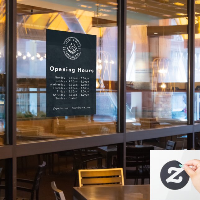 Opening Times - Business Logo Opening Hours  Black (Restaurant Window)