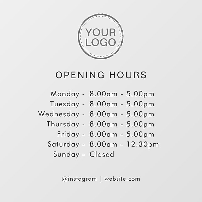 Opening Times | Business Logo Opening Hours Modern (Sheet)