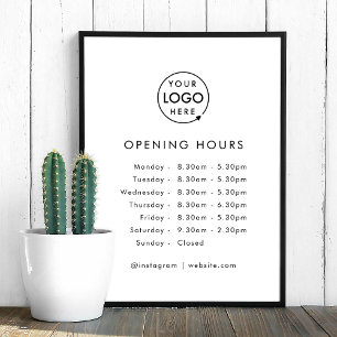 Opening Times Business Logo Opening Hours Modern Poster