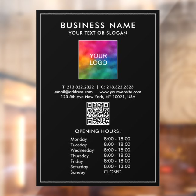 Opening Times Business Logo QR Code Template (Sheet 2)