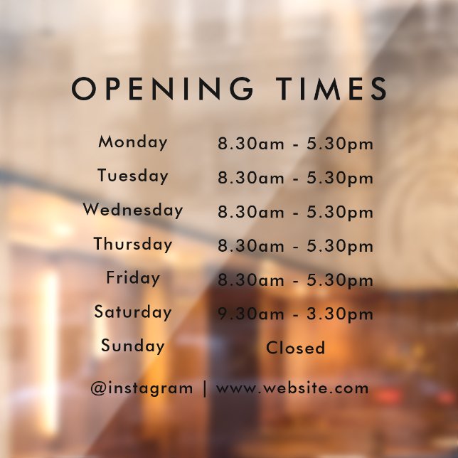 Opening Times | Business Opening Hours Modern (Sheet 2)
