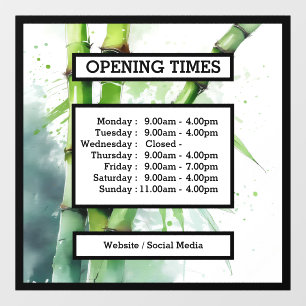 Opening Times business window - door display 