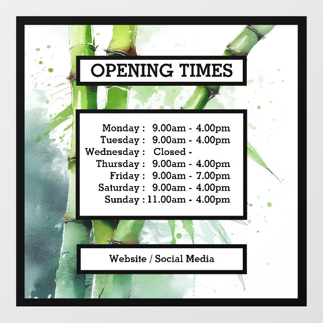 Opening Times business window - door display  (Sheet)