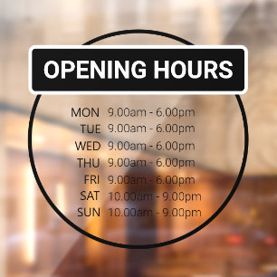 Opening Times Round Business Opening Hours