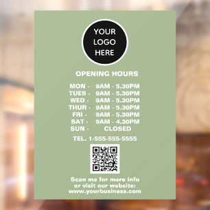 Opening times Sage Green Business Logo QR Code 