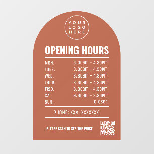 Opening Times With Qr Code Logo Terracotta Arch
