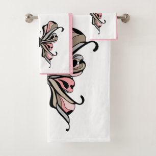 Openwork butterfly bath towel set