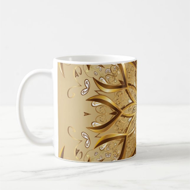 Openwork golden, oriental sketch texture. coffee mug (Left)