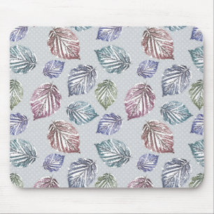 Openwork leaves on a light gray background mouse pad