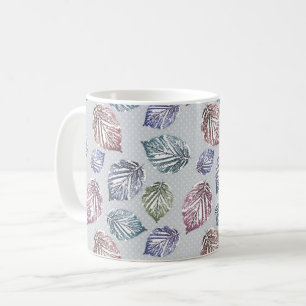 Openwork leaves on a light grey background  coffee mug