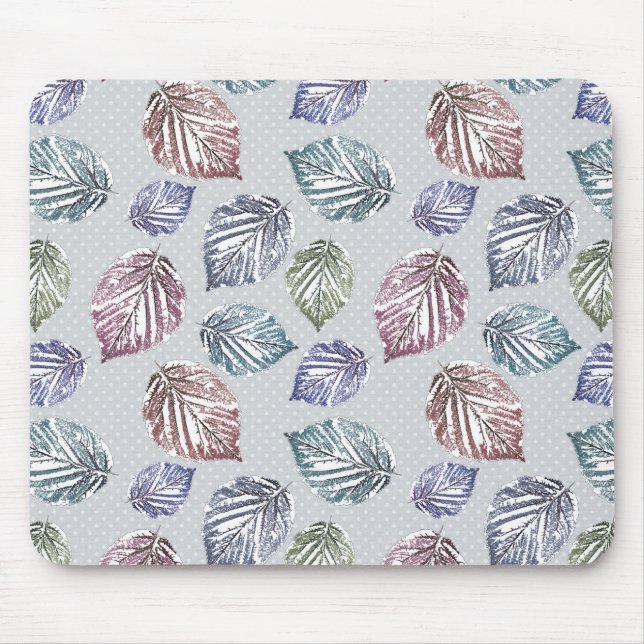 Openwork leaves on a light grey background  mouse pad (Front)