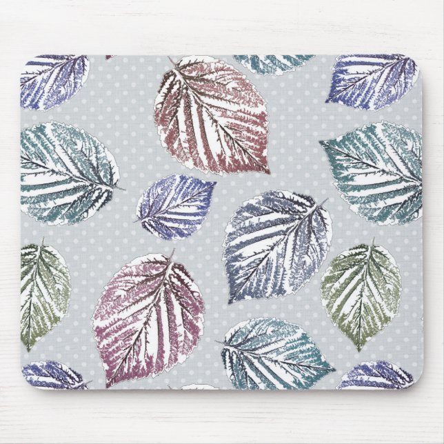 Openwork leaves on a light grey background  mouse pad (Front)