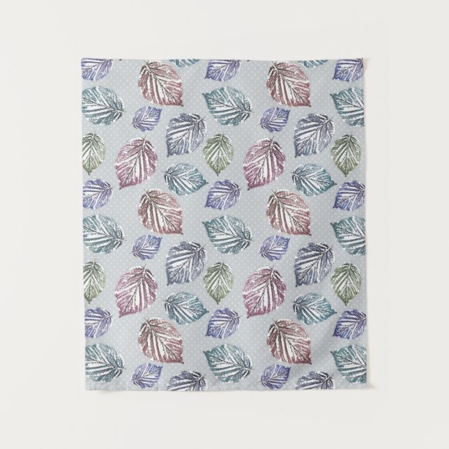 Openwork leaves on a light grey background  tapestry (Front)