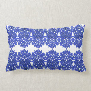 Openwork pattern in the style blue-chinoiserie lumbar cushion