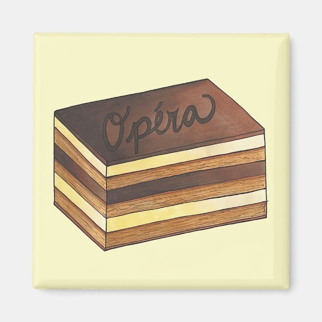 Opéra Cake French Pastry Patisserie Dessert Food Magnet (Front)
