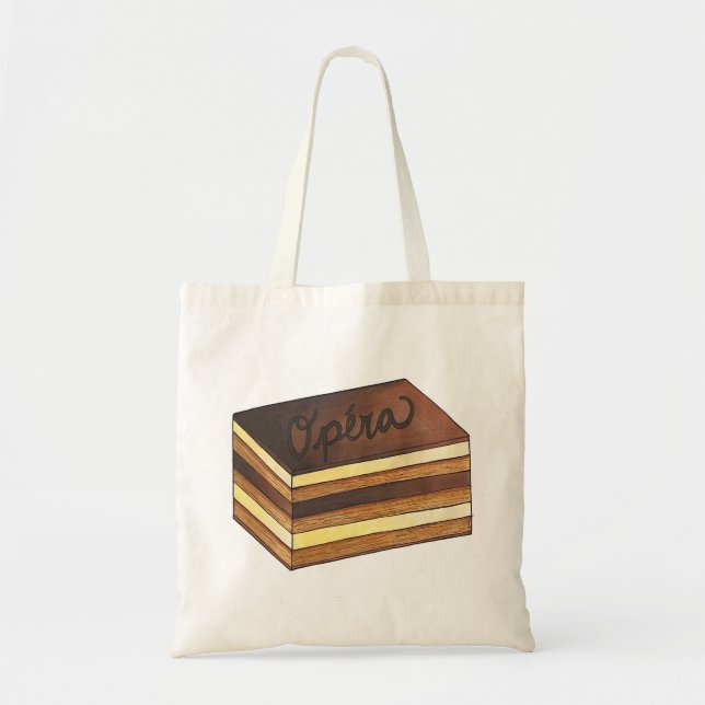 Opéra Cake French Pastry Patisserie Dessert Food Tote Bag (Front)