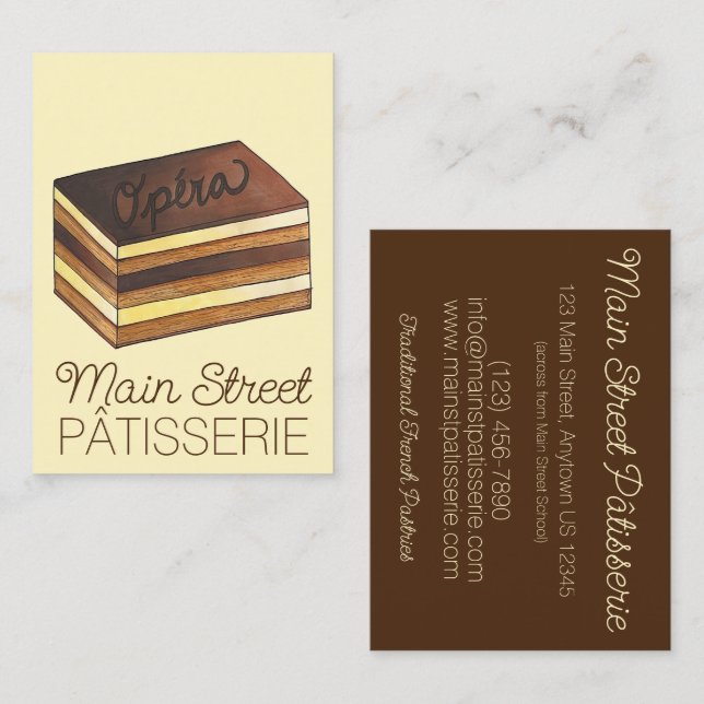 Opera Cake Pastry French Patisserie Bakery Chef Business Card (Front/Back)