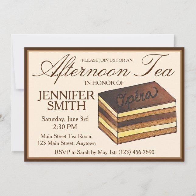 Opera Cake Wedding Shower Afternoon Tea Party Invitation (Front)