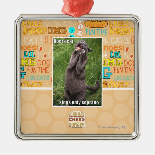 Opera Cat Metal Ornament (Front)