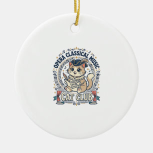 Opera Classical Music Cat Cute Cat T-Shirt Design Ceramic Ornament