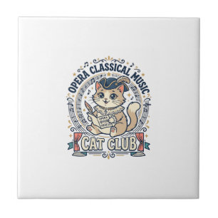 Opera Classical Music Cat Cute Cat T-Shirt Design Ceramic Tile