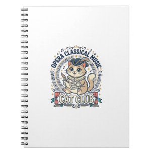 Opera Classical Music Cat Cute Cat T-Shirt Design Notebook