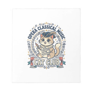 Opera Classical Music Cat Cute Cat T-Shirt Design Notepad