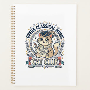 Opera Classical Music Cat Cute Cat T-Shirt Design  Planner