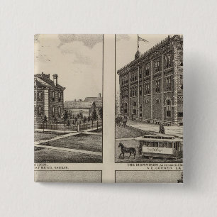 Opera House and Residences in Kansas 15 Cm Square Badge