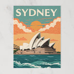 Opera House in Retro Sydney Travel Postcard<br><div class="desc">Sydney Opera House by the harbour in soft 1950s-style colours.</div>
