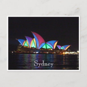 opera house sydney lights postcard