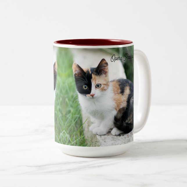 Opera Phantom Cat Two-Tone Coffee Mug (Front Right)