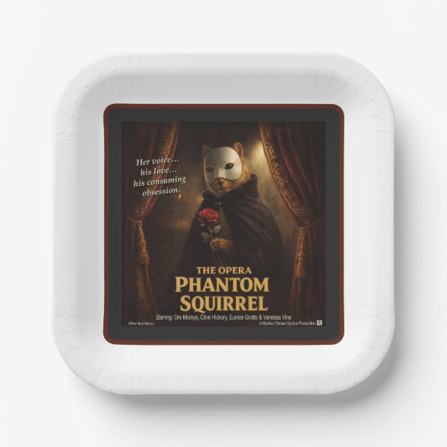 Opera Phantom Squirrel Parody Paper Plate (Front)