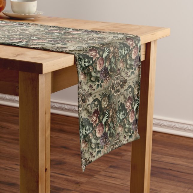Operatic Opulence – Gothic Floral Baroque  Short Table Runner (In Situ)