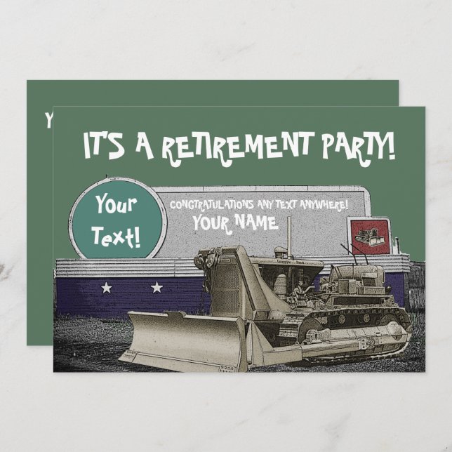 OPERATING ENGINEER BULLDOZER RETIREMENT INVITATION (Front/Back)