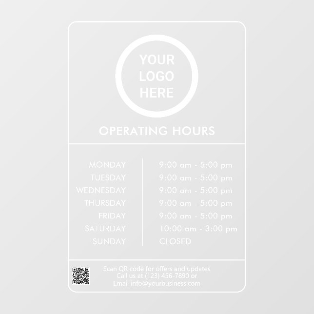 Operating Hours Business Logo QR Code Professional (Sheet)