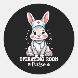 Operating Room Nurse Bunny With Stethoscope Easter Classic Round Sticker