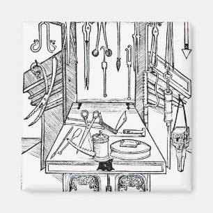 Operating table and surgical instruments, from 'Da Magnet