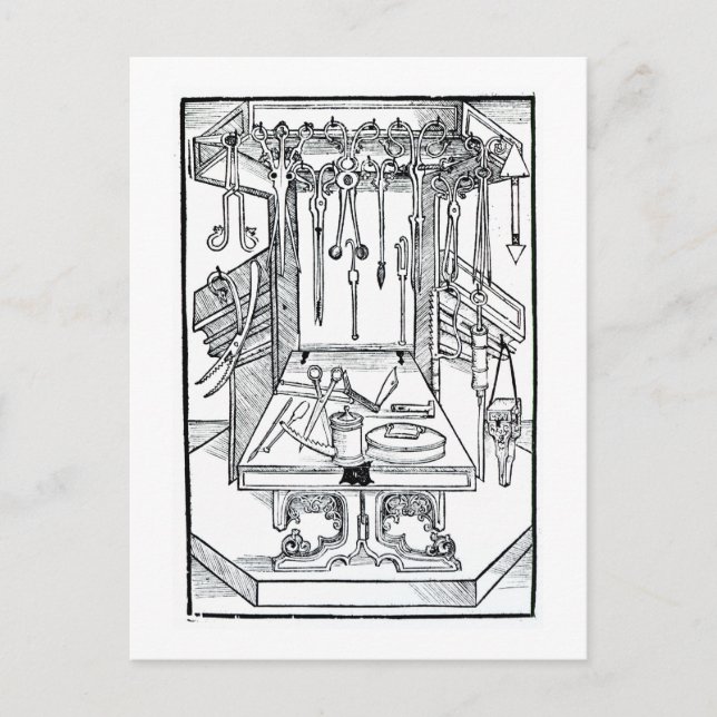 Operating table and surgical instruments, from 'Da Postcard (Front)