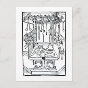 Operating table and surgical instruments, from 'Da Postcard