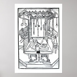 Operating table and surgical instruments, from 'Da Poster