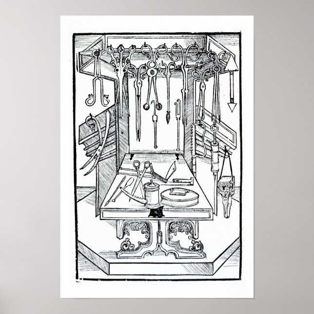 Operating table and surgical instruments, from 'Da Poster (Front)