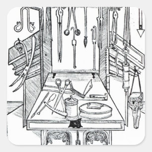 Operating table and surgical instruments, from 'Da Square Sticker