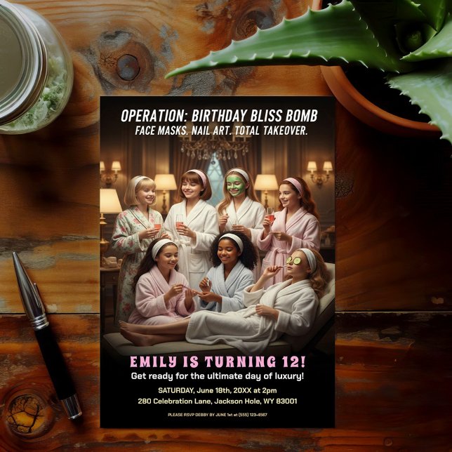 Operation Birthday Bliss Spa Party  Invitation (Creator Uploaded)