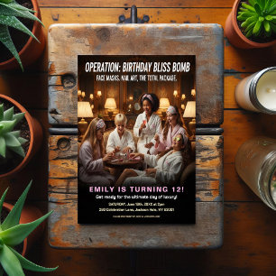 Operation Birthday Bliss Spa Party Postcard